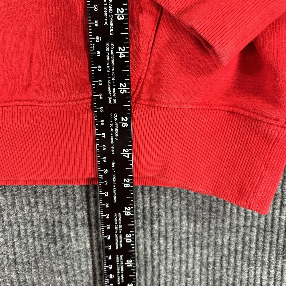 The North Face Hoodie Mens Medium Red‎ Logo Pullover Fleece Sweatshirt Kangaroo